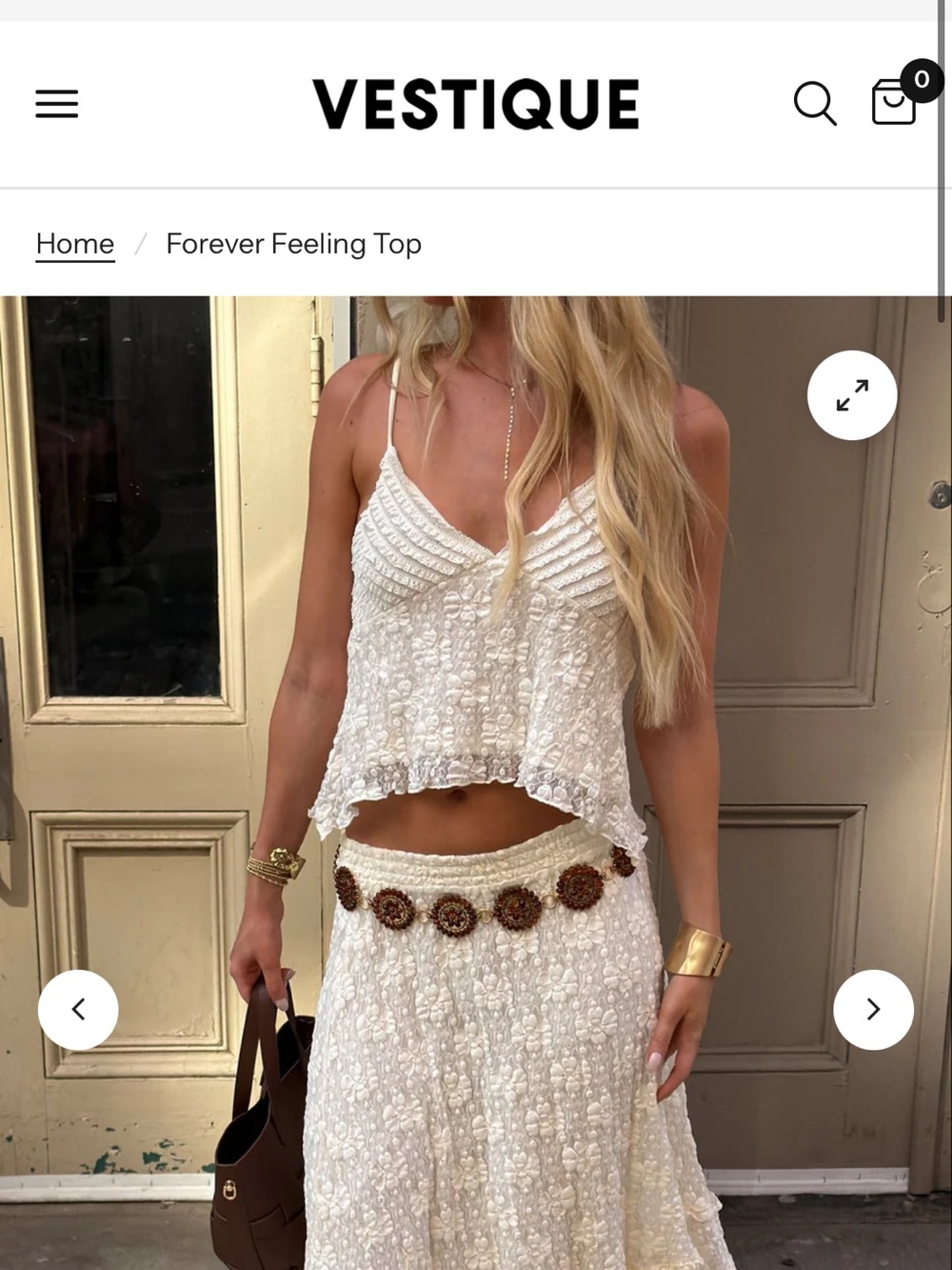 vestique White Textured Cropped Camisole Tank